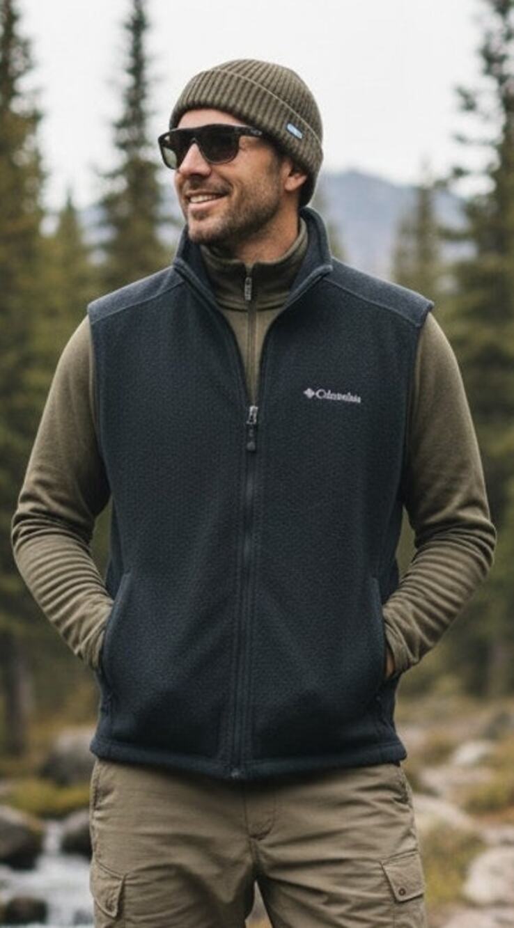 Columbia Sportswear Cathedral Peak II Full Zip Black Fleece Vest Men Medium